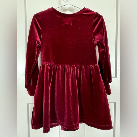 Cat & Jack Girls Burgundy Red Velvet Long Sleeve Dress | Size 3T 🎄 - Picture 2 of 4